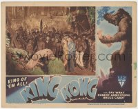 3p1231 KING KONG LC R1946 Bruce Cabot holds beautiful Fay Wray in front of huge crowd of natives!