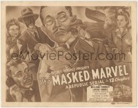 3p1054 MASKED MARVEL TC 1943 Republic serial, great montage with 2 images of Tom Steele in costume!