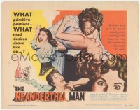 3p1063 NEANDERTHAL MAN TC 1953 great wacky monster image, nothing could keep him from his woman!