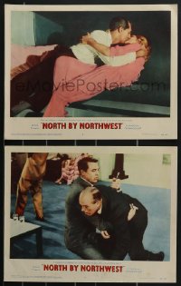 3p1579 NORTH BY NORTHWEST 2 LCs 1959 Cary Grant & Saint kissing + he pulls knife out of Ober's back!