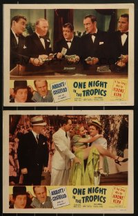 3p1581 ONE NIGHT IN THE TROPICS 2 LCs R1950 Bud Abbott & Lou Costello shooting craps, holding girl!