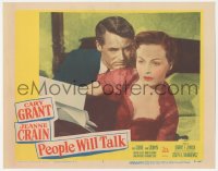 3p1270 PEOPLE WILL TALK LC #5 1951 Cary Grant in bed with sexy Jeanne Crain reading papers!