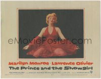 3p1278 PRINCE & THE SHOWGIRL LC #8 1957 classic c/u of sexiest Marilyn Monroe kneeling in red dress!