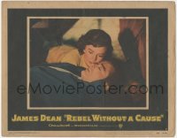 3p1286 REBEL WITHOUT A CAUSE LC #5 1955 wonderful close up of young lovers Natalie Wood & James Dean!