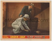 3p1287 RED DRAGON LC 1945 Sidney Toler as Asian detective Charlie Chan inspects dead body!