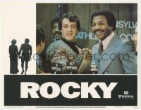 3p1293 ROCKY LC #3 1977 Sylvester Stallone shakes hands with Carl Weathers at press conference!