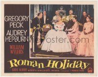 3p1295 ROMAN HOLIDAY LC #7 1953 great image of Princess Audrey Hepburn sitting on her throne!