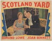 3p1302 SCOTLAND YARD LC 1930 close up of pretty Joan Bennett staring at man talking to her on couch!