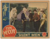 3p1317 SILENT MEN LC 1933 cowboy daredevil Tim McCoy with gun confronting gang of bad guys!