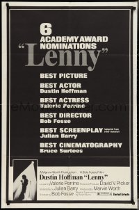 3p0800 LENNY awards 1sh 1974 cool image of Dustin Hoffman as comedian Lenny Bruce at microphone!