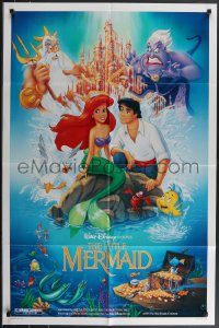 3p0803 LITTLE MERMAID DS 1sh 1989 great Bill Morrison art of Ariel & cast, Disney underwater cartoon