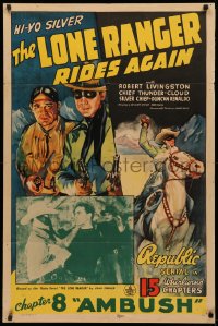 3p0805 LONE RANGER RIDES AGAIN chapter 8 1sh 1939 Livingston, Chief Thundercloud, Ambush, serial!