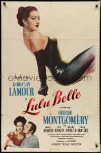 3p0807 LULU BELLE 1sh 1948 full-length art of sexiest Dorothy Lamour & w/George Montgomery!