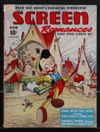 3p0433 SCREEN ROMANCES magazine January 1940 Pinocchio, Gone With the Wind, Destry Rides Again!