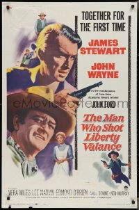 3p0811 MAN WHO SHOT LIBERTY VALANCE 1sh 1962 John Wayne & James Stewart, John Ford