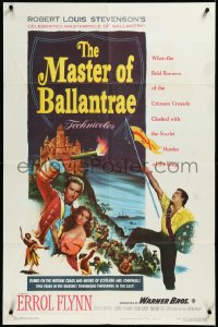 3p0815 MASTER OF BALLANTRAE 1sh 1953 Errol Flynn, Scotland, from Robert Louis Stevenson story!