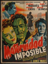 3p0250 MATERNIDAD IMPOSIBLE Mexican poster 1955 Maria Elena Marques, Emilia Guiu, Armando Calvo