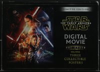 3p0150 FORCE AWAKENS limited edition digital movie pre-order kit 2015 with 3 7x10 prints, Star Wars!