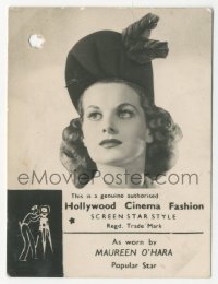 3p1691 MAUREEN O'HARA 2.5x3.25 English hat tag 1930s Hollywood Cinema Fashion as worn by her!