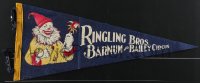 3p0160 RINGLING BROS BARNUM & BAILEY CIRCUS 12x27 felt pennant 1930s great smiling clown artwork!