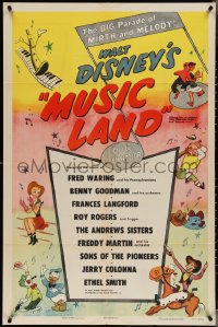 3p0826 MUSIC LAND 1sh 1955 Disney, cartoon art of Donald Duck, Rogers, Joe Carioca & more!