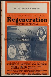 3p0082 REGENERATION pressbook 1926 exact full-size image of the 14x22 window card, all-black cast!