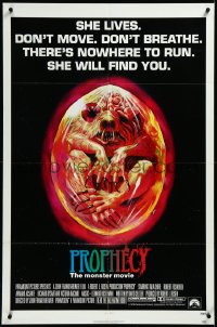 3p0853 PROPHECY 1sh 1979 John Frankenheimer, art of monster in embryo by Paul Lehr, she lives!