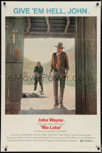 3p0863 RIO LOBO 1sh 1971 Howard Hawks, Jack Elam, Give 'em Hell, John Wayne!