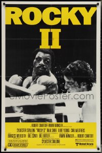 3p0866 ROCKY II 1sh 1979 different action image of Sylvester Stallone & Weathers fighting in ring!