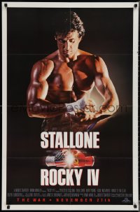 3p0867 ROCKY IV advance 1sh 1985 great image of champ Sylvester Stallone, the war starts in November!