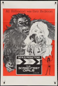 3p0877 SCREENTEST GIRLS 1sh 1969 Zoltan G. Spencer directed, art of gorilla & sexy lesbians kissing!