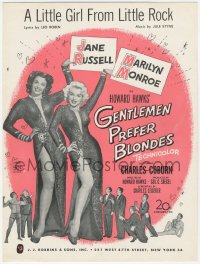 3p0217 GENTLEMEN PREFER BLONDES sheet music 1953 Marilyn Monroe, Little Girl from Little Rock!