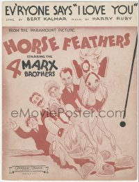 3p0219 HORSE FEATHERS sheet music 1932 all 4 Marx Brothers, Ev'ryone says 'I Love You'!