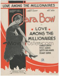 3p0220 LOVE AMONG THE MILLIONAIRES sheet music 1930 full-length Clara Bow, the title song!