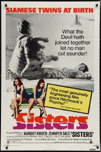 3p0922 SISTERS 1sh 1973 directed by Brian De Palma, Margot Kidder is a set of conjoined twins!