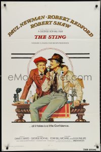 3p0939 STING 1sh 1974 artwork of con men Paul Newman & Robert Redford by Richard Amsel!