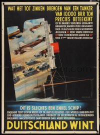 3p0202 DUITSCHLAND WINT 35x48 Dutch WWII war poster 1940s ship w/Nazi tanks & planes by Siegfried!