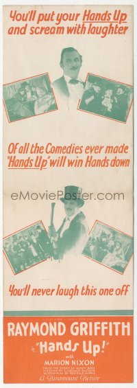 3p1608 HANDS UP herald 1926 Raymond Griffith, Marion Nixon, Civil War comedy, very rare!