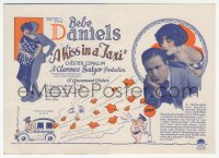 3p1612 KISS IN A TAXI herald 1927 art of Bebe Daniels getting the kiss that named this movie, rare!