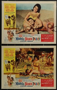 3p1456 MUSCLE BEACH PARTY 8 LCs 1964 cool images of Frankie & Annette, 10,000 biceps & 5,000 bikinis!