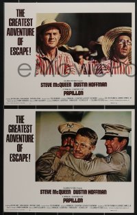 3p1462 PAPILLON 8 LCs 1973 Steve McQueen & Dustin Hoffman escape Devil's Island!