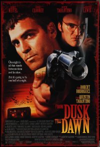 3r0760 FROM DUSK TILL DAWN DS 1sh 1995 George Clooney with smoking gun & Quentin Tarantino, vampires!