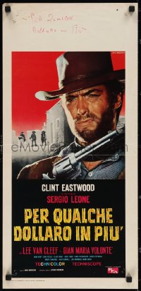 3r0179 FOR A FEW DOLLARS MORE Italian locandina 1964 best Clint Eastwood, ultra rare 1st release!