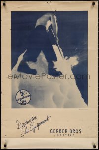 3r0523 GERBER BROTHERS SEATTLE 22x34 advertising poster 1940s Borgersen photo of a man in the snow!