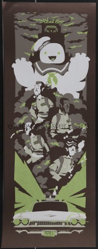 3r0295 GHOSTBUSTERS 10x25 art print 2013 cast and Stay Puft Marshmallow Man by Florey, Bustin'!