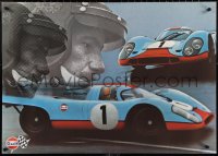 3r0524 GULF PORSCHE 917 2-sided 24x33 Swiss advertising poster 1970s Jo Siffert & schematic of racer!