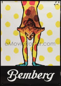 3r0066 J.P. BEMBERG 38x54 Italian advertising poster 1950s clown doing handstand by Rene Gruau!