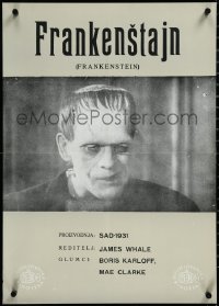 3r0370 FRANKENSTEIN Yugoslavian 19x26 1960s super c/u of Boris Karloff in monster makeup!