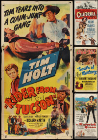 3s0297 LOT OF 4 FOLDED COWBOY WESTERN THREE-SHEETS 1940s-1950s great images from several movies!