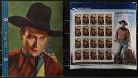 3s0282 LOT OF 1 JOHN WAYNE DIXIE ICE CREAM PREMIUM & 1 STAMP SHEET 1930s-2000s the cowboy legend!